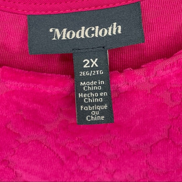 Modcloth I Want Velour Bodysuit Floral Sweet Berry Baribie Pink Fuchsia Size 2x - Picture 8 of 10